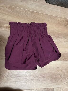 Zenana High-Waist Smocked Wine Purple Shorts